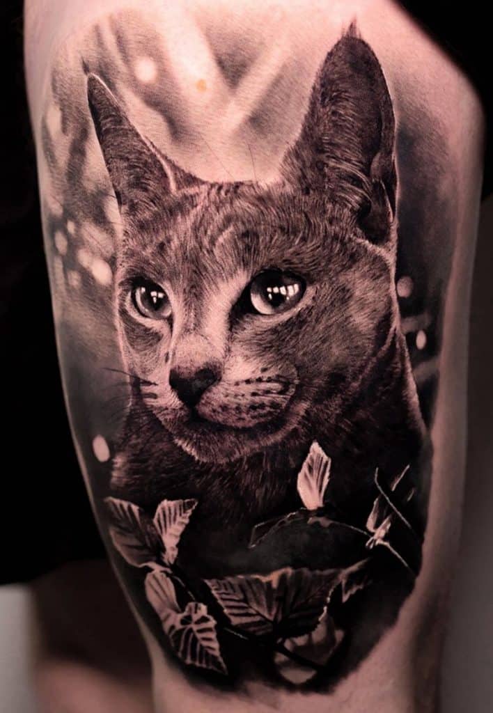 traditional style cat tattoo