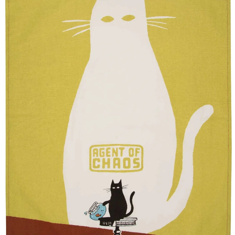 Agent of chaos dish towel for black cat lovers