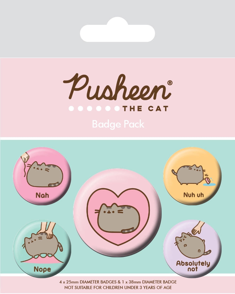 Pusheen Official 5pcs Button Badge Set - a pocket-sized burst of cuteness that lets you wear your love for Pusheen wherever you go! Each badge in this collection features our favorite chubby cat in various adorable poses, adding a touch of whimsy to your attire.