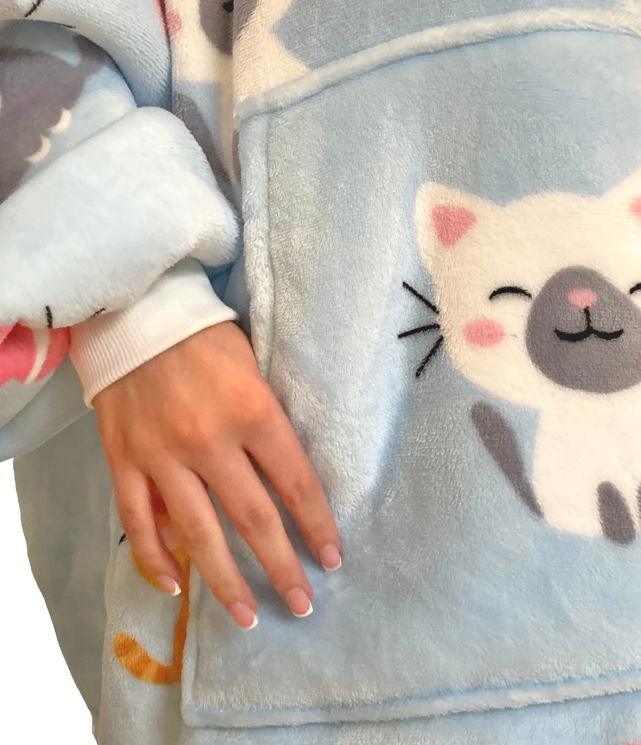 Oversized Sherpa Hoodie - Blue