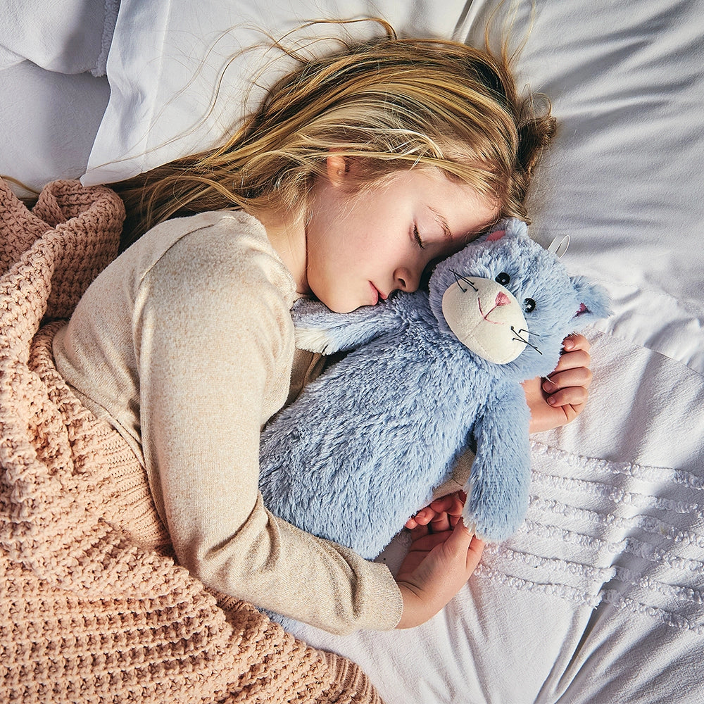 The Warmies® Blue Kitty Hot Water Bottle can be simply filled with hot water and will provide long-lasting warmth. Soothes, Warms and Comforts. Easy to use, just the purr-fect solution for staying warm and cozy.