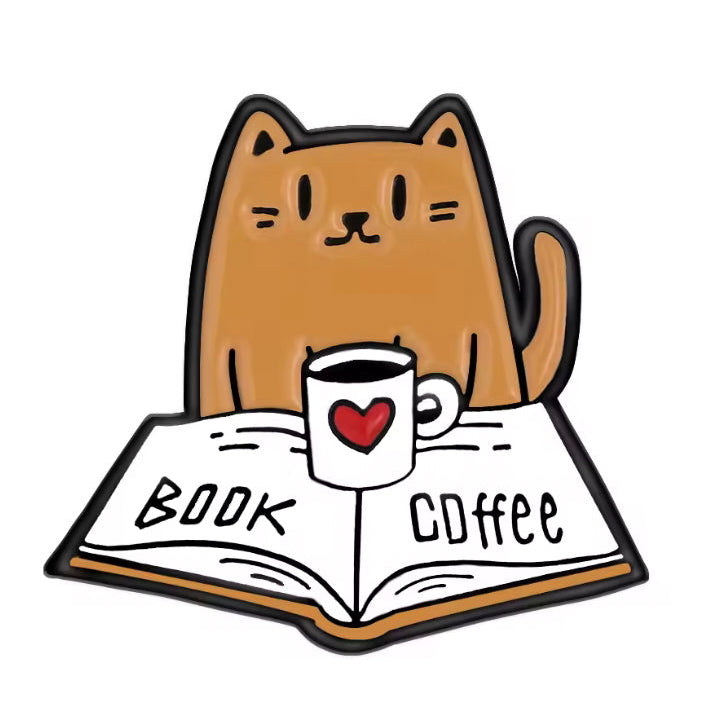 Pin Badge - Book & Coffee