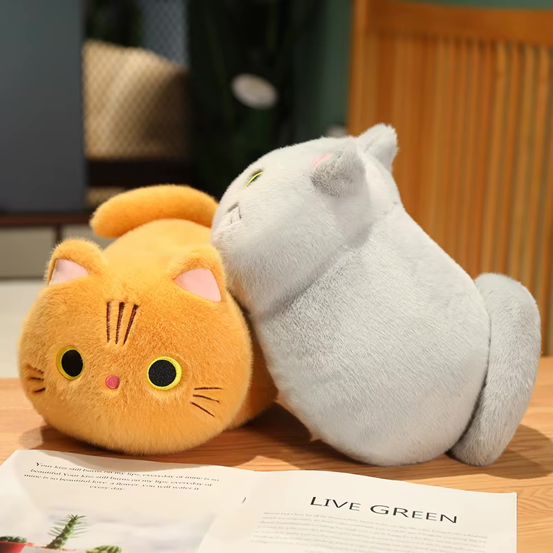 Fuzzy cuddly cat plush soft toy ginger grey plushie