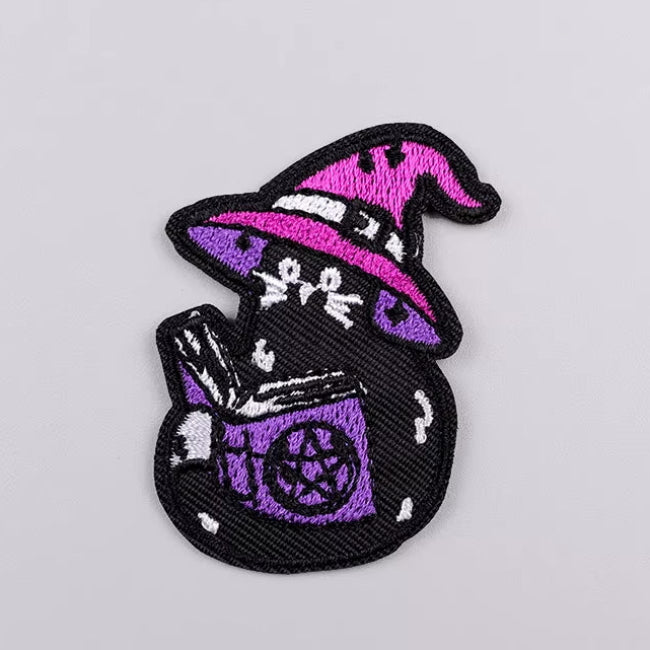 iron on patch meowgical witch hat cat