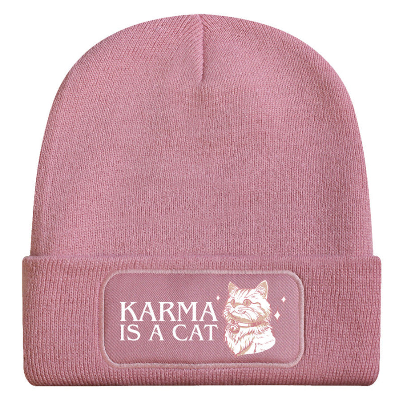 karma is a cat beanie hat rose pink taylor swift