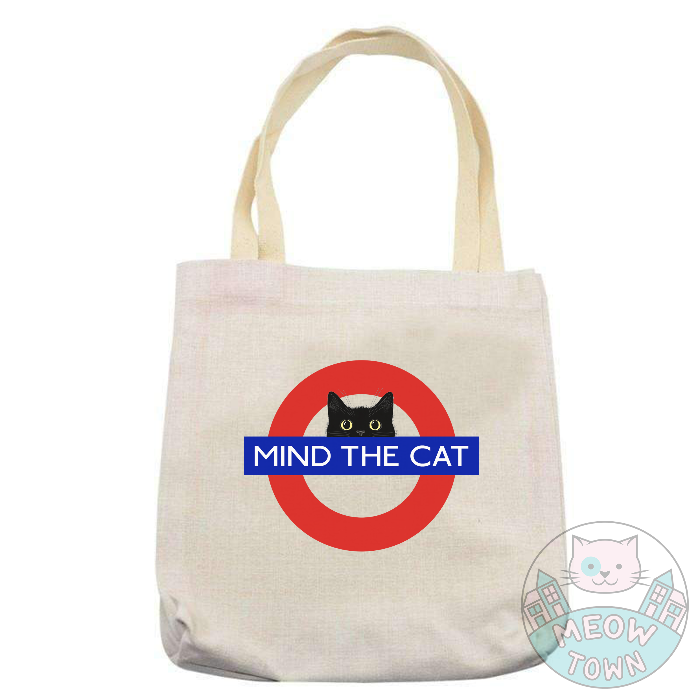 mind the cat tote bag tube london underground station meow town