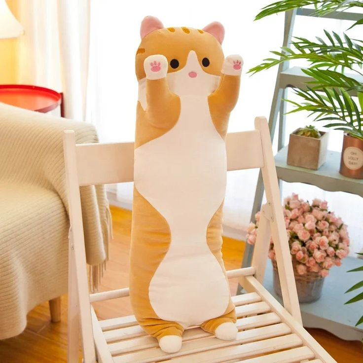 long sausage cat pillow stuffed toy plush cute cuddle plushie