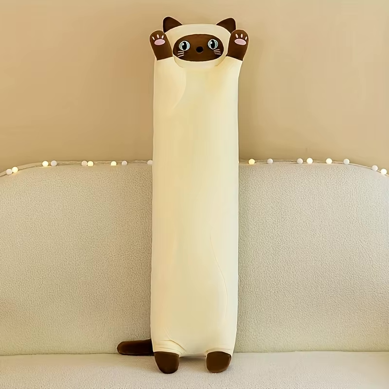 long sausage cat pillow stuffed toy plush cute cuddle plushie siamese