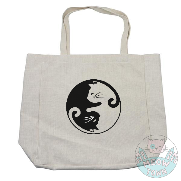 tote bag with lovely yin and yang cats design gift for cat owners