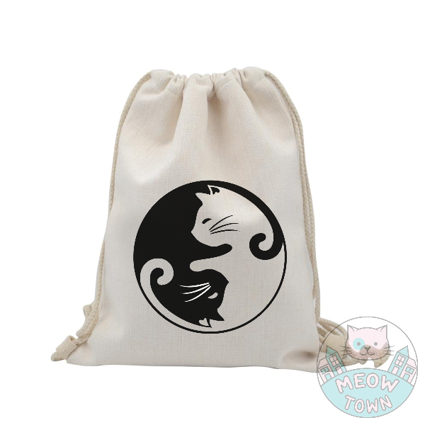 tote bag with lovely yin and yang cats design