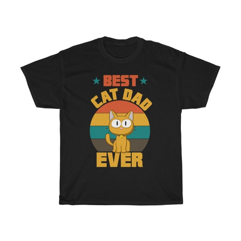 Best cat dad ever sunset kitty t-shirt for him catfather