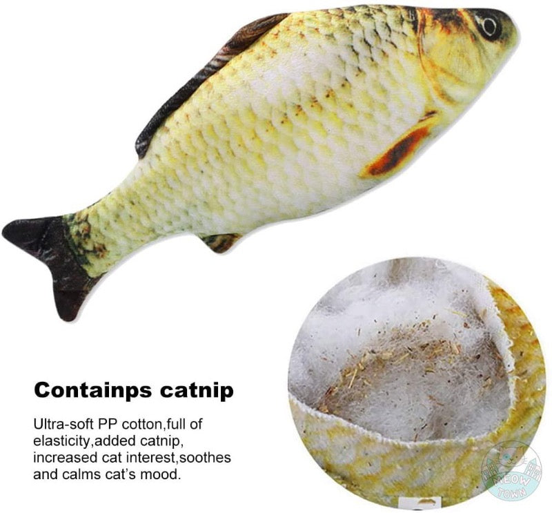 realistic fish print interactive cat toy catnip funny real fish plush