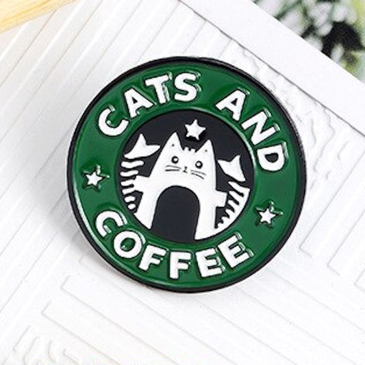 A lovely enamel pin badge for people who only need Cats & Coffee for happiness <3 Dimensions: 3cm diameter. Material: Enamel, zinc alloy. It can be a purrrfect stocking filler for your friends and family.