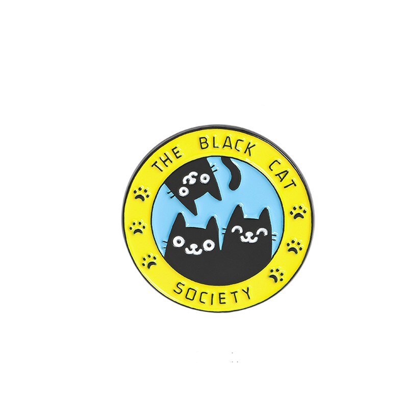 A lovely enamel pin badge for black cat lovers. Black cat society. It can be a purrrfect stocking filler for your friends and family.