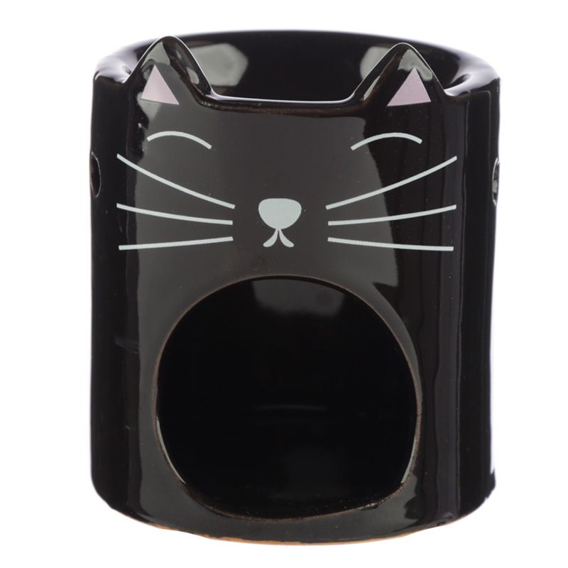 Adorable kitty ceramic oil burner. Please choose colour from the drop-down menu. Oil and tea light is not included. Use a good quality standard tea light and do not overfill the dish.