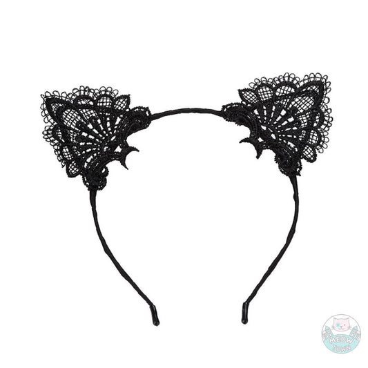 Cat ears lace hairband headband black for cat lovers cosplay adult teens