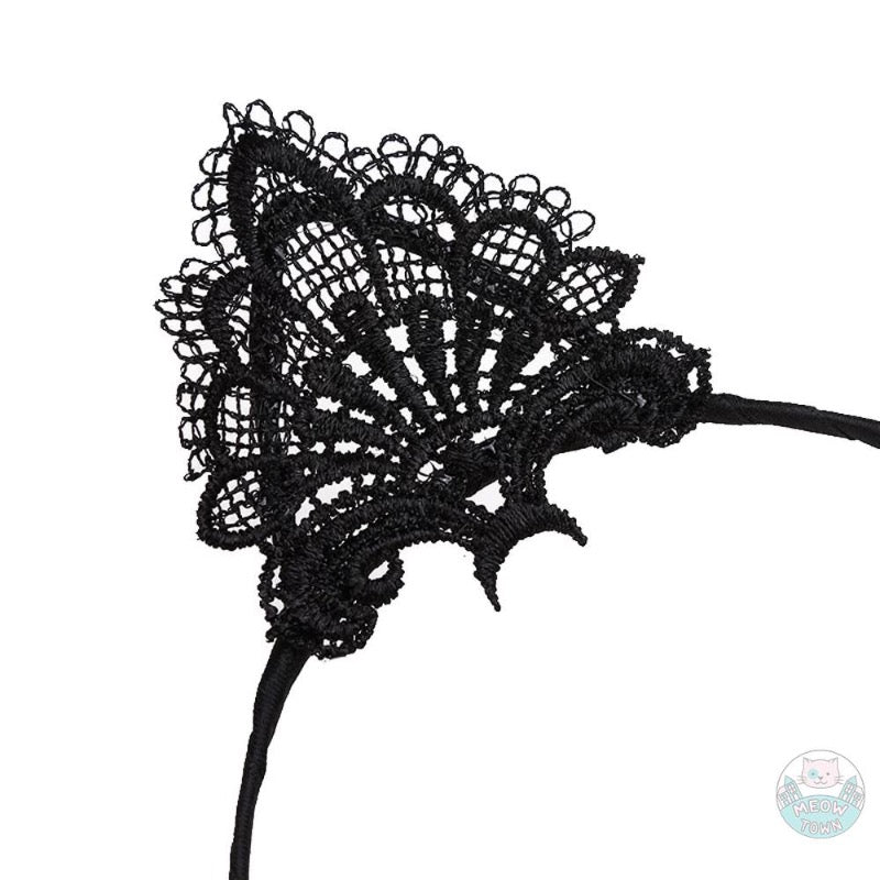 Cat ears lace hairband headband black for cat lovers cosplay adult teens