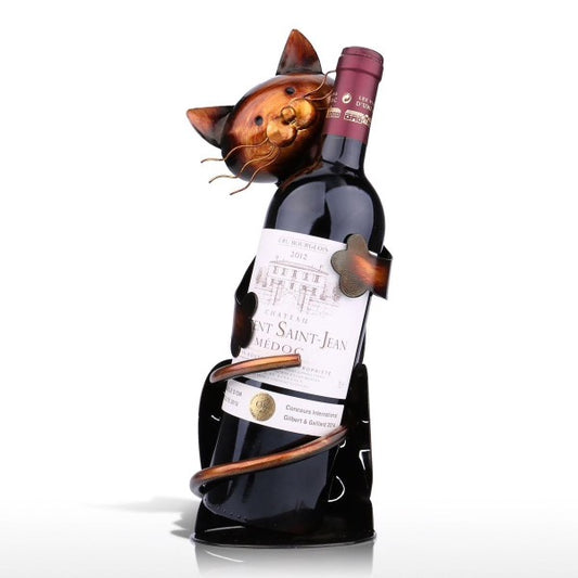 A lovely wine bottle holder cat sculpture, a beautiful functional decoration in every cat lover's home. 