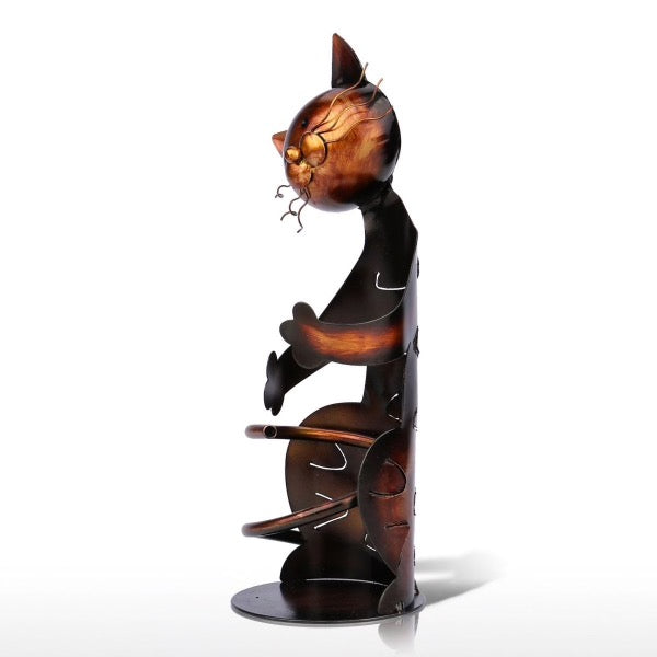 A lovely wine bottle holder cat sculpture, a beautiful functional decoration in every cat lover's home gift.  unique present for cat lovers