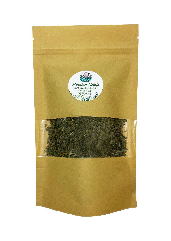 Meow Town Premium canadian catnip strong natural high strength for cats brown eco friendly bag tube transparent
