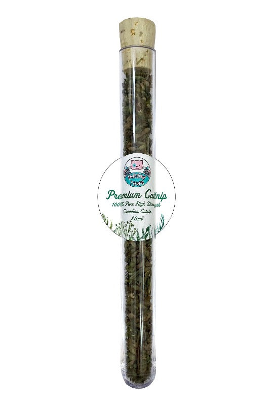 Meow Town Premium canadian catnip strong natural high strength for cats brown eco friendly bag tube transparent