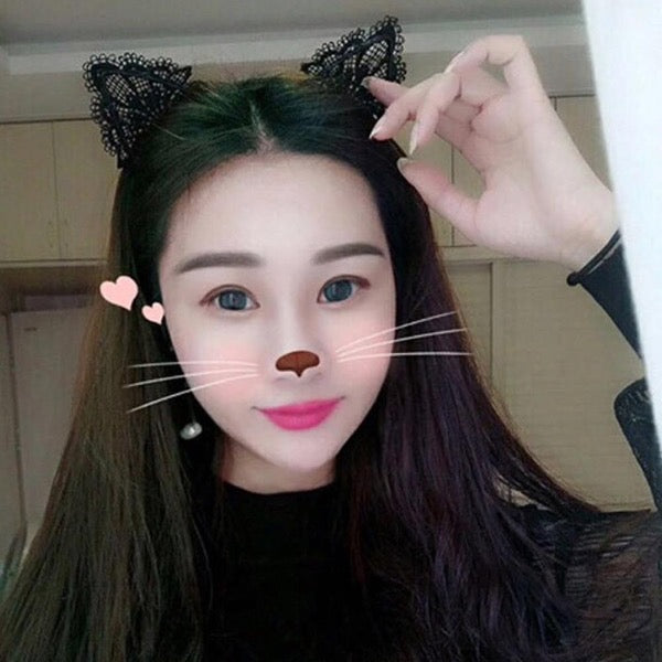 Cat ears lace hairband headband