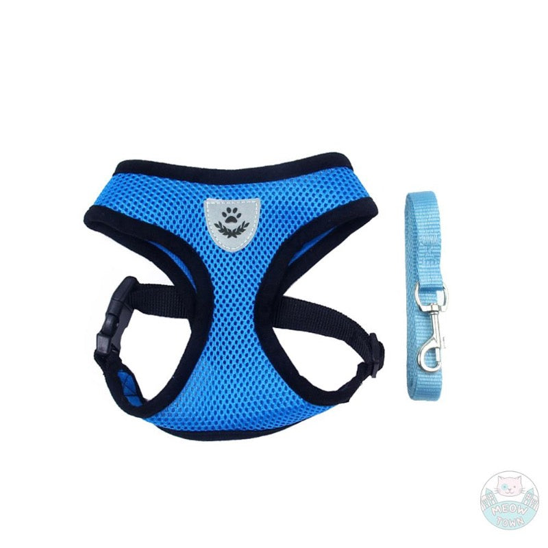 Cat harness for adult cats kittens reflective durable for walking blue or pink