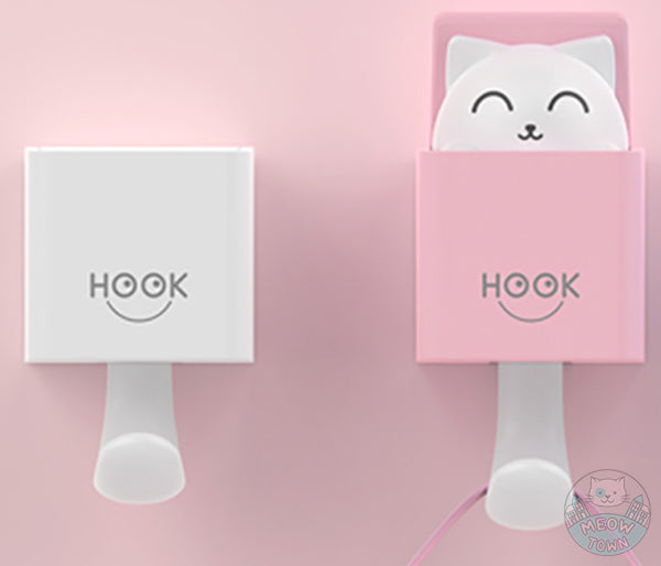 A super fun, cute cat hook available in two colours Two positions - Closed when the hook is empty, the cute cat appears as soon as the hook is in use
