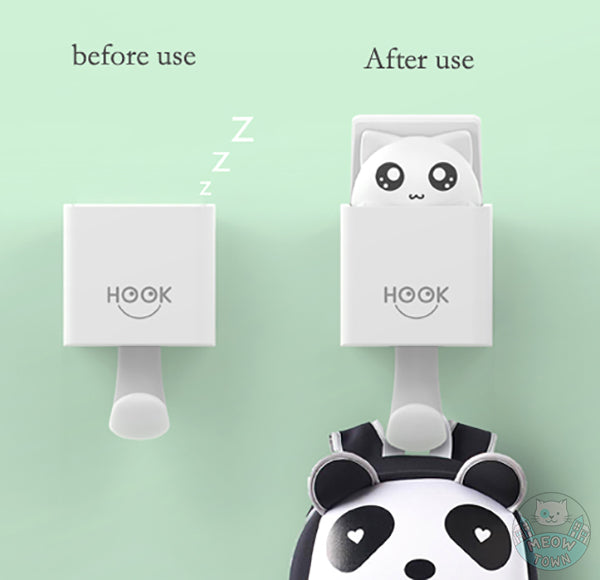 A super fun, cute cat hook available in two colours Two positions - Closed when the hook is empty, the cute cat appears as soon as the hook is in use
