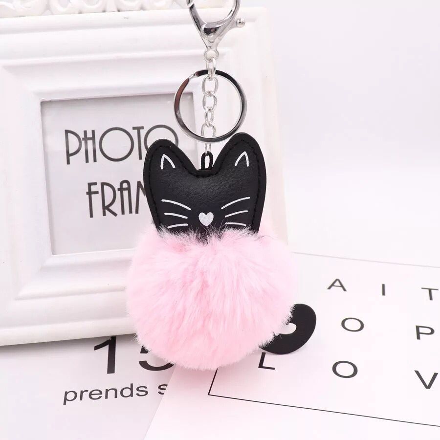Faux Fur Ball Keychain