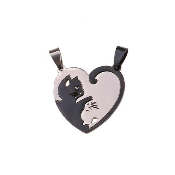 Yin And Yang Heart Necklace Set