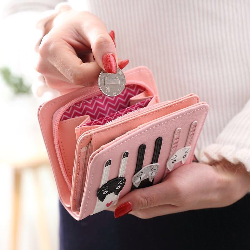 A beautiful and unique small purse with three adorable kitties. Features card holder sleeves and zip-around coin pocket. wallet for cat people