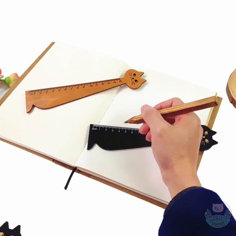 wooden cat rulers for cat lovers stationery