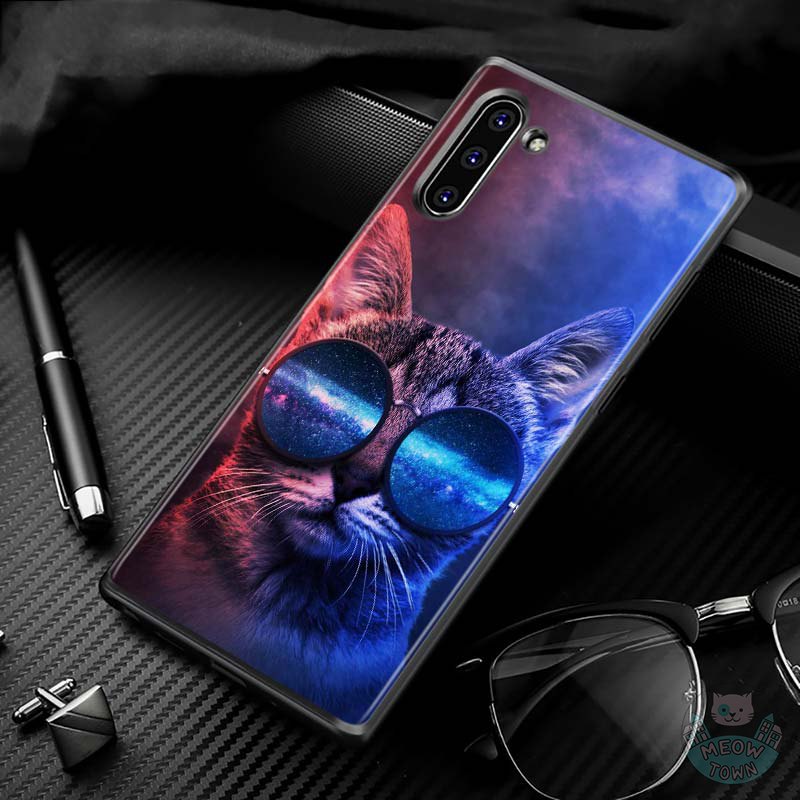cosmic cat samsung case cat in sunglasses galaxy universe background