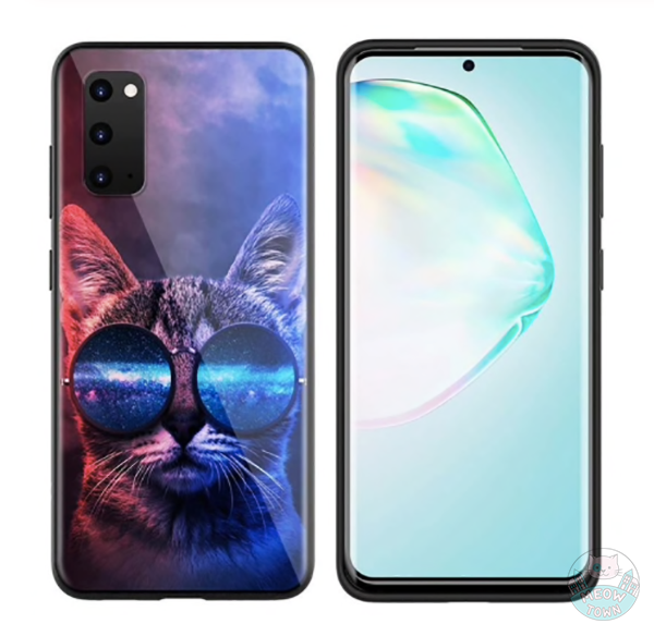 cosmic cat samsung case cat in sunglasses galaxy universe background