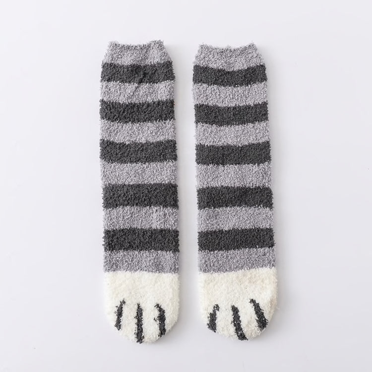 A pair of lovely, warm socks to match your footsies to your little furry friend's paws. Soft and very comfy. One size grey stripes