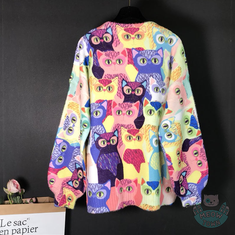 Novelty Sweater - Tourmaline Marl Cat