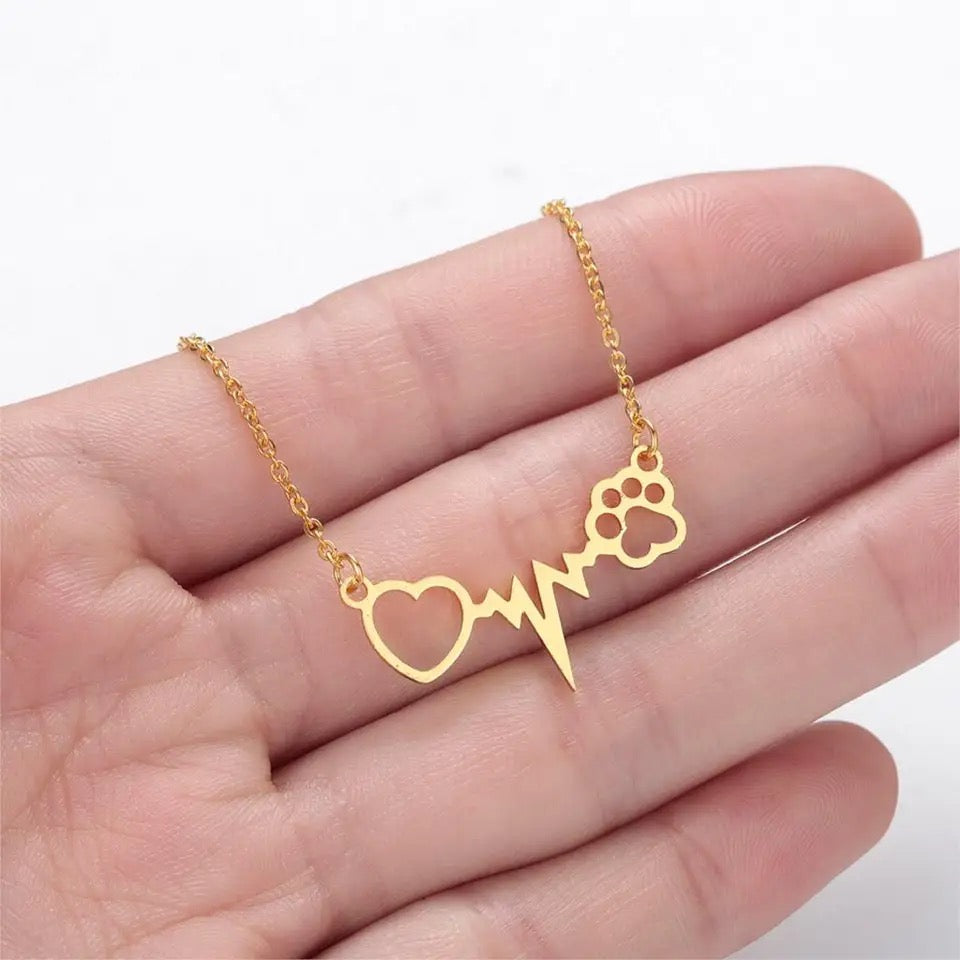 Heartbeat store paw necklace