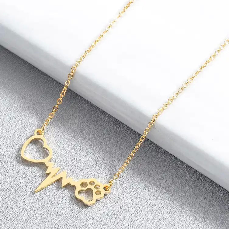 Heartbeat paw necklace sale