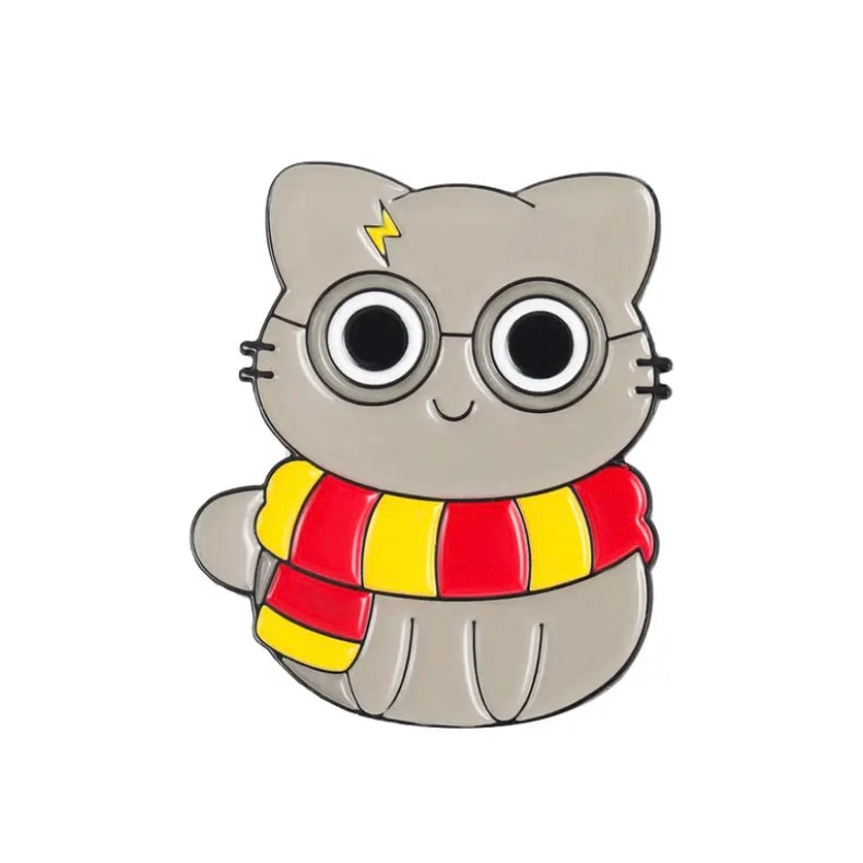 Cute wizard style kitty with scarf, glasses and scar pin badge. Lovely cheer me up gift for your friends, colleagues and family, or a purrfect stocking filler.