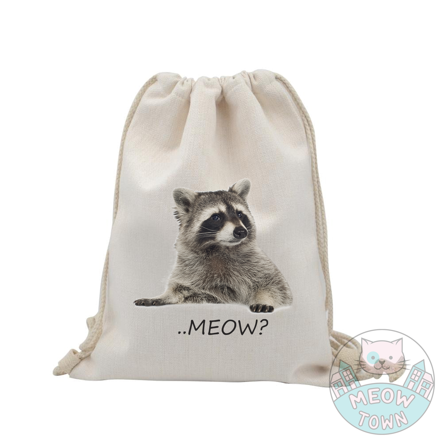 ‘Meow?’ Raccoon - Tote / Drawstring Bag