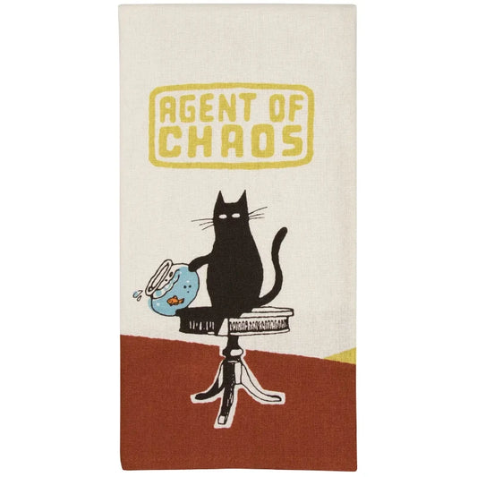Agent of chaos dish towel for black cat lovers