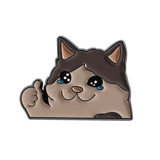 Thumbs up cat crying this is fine