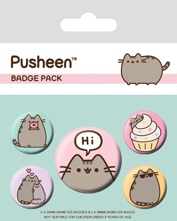 Pusheen Official 5pcs Button Badge Set - a pocket-sized burst of cuteness that lets you wear your love for Pusheen wherever you go! Each badge in this collection features our favorite chubby cat in various adorable poses, adding a touch of whimsy to your attire.