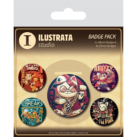 Introducing our Ilustrata Studio ‘Cool Cat’ 5pcs Button Badge Set – the purr-fect accessory collection for feline enthusiasts! These fun badges feature an array of charming cat illustrations. These button badges are ideal for adding a touch of cat-inspired flair to your backpack, hat, or jacket.
