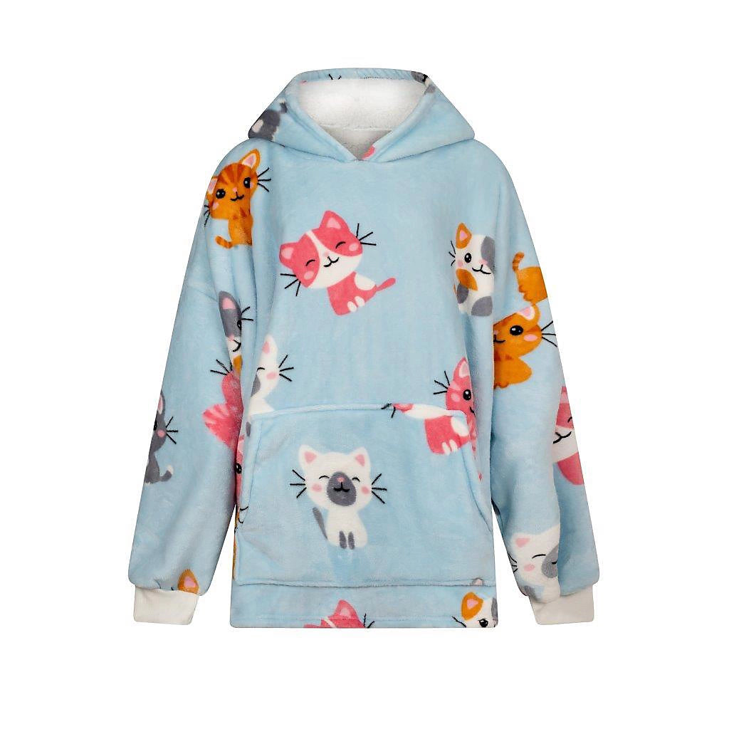 Super cosy oversized sherpa hoodie, a purr-fect blend of comfort and style. This hoodie isn't just a garment; it's a snug sanctuary for cat lovers. Immerse yourself in its soft embrace and let the cute cat design add a touch of charm to your loungewear collection.