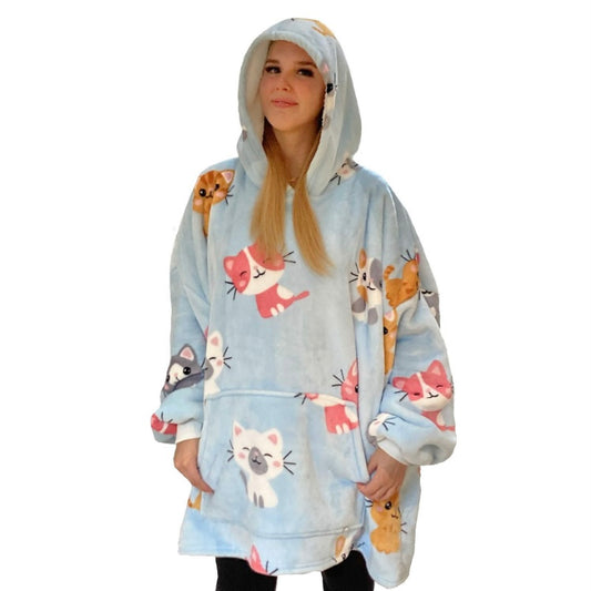 Super cosy oversized sherpa hoodie, a purr-fect blend of comfort and style. This hoodie isn't just a garment; it's a snug sanctuary for cat lovers. Immerse yourself in its soft embrace and let the cute cat design add a touch of charm to your loungewear collection.