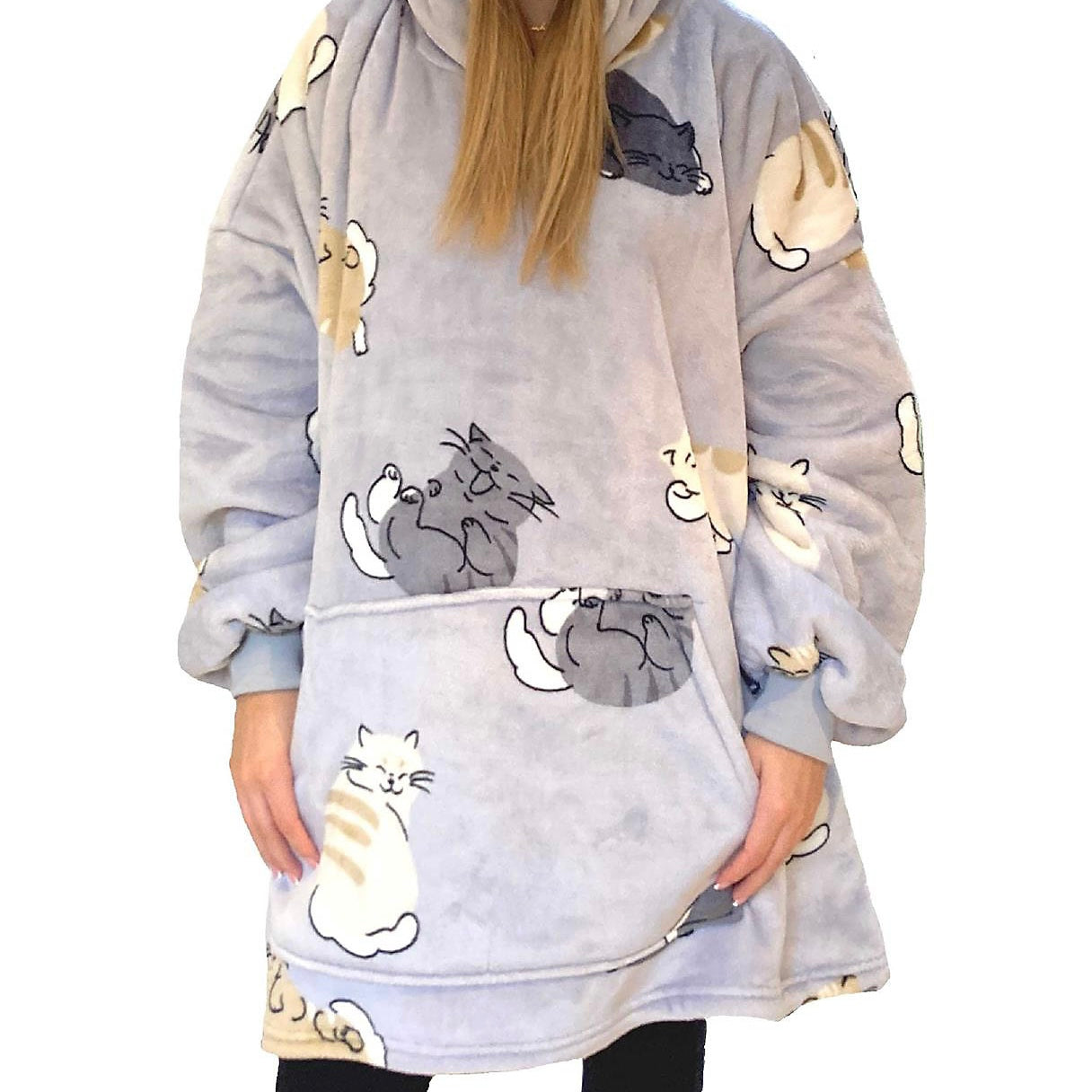 Super cosy oversized sherpa hoodie, a purr-fect blend of comfort and style. This hoodie isn't just a garment; it's a snug sanctuary for cat lovers. Immerse yourself in its soft embrace and let the cute cat design add a touch of charm to your loungewear collection.