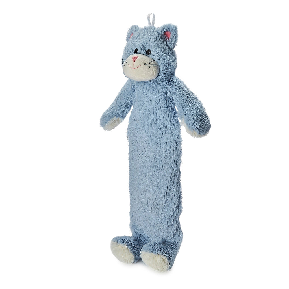 The Warmies® Blue Kitty Hot Water Bottle can be simply filled with hot water and will provide long-lasting warmth.  Soothes, Warms and Comforts.  Easy to use, just the purr-fect solution for staying warm and cozy.