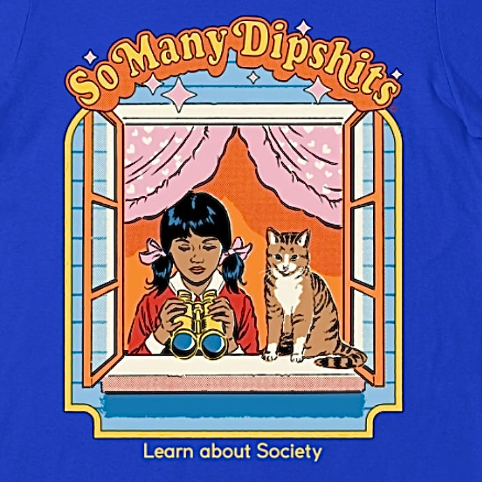 Funny cat tshirt so many dipshits royal blue